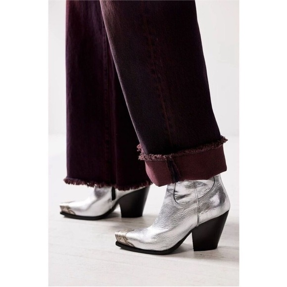 NIB Free People Brayden Western Boot US 7 EU 38 Pewter Silver - Picture 4 of 16